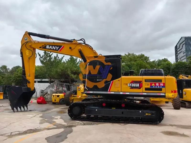 Sany SY365H heavy-duty mining excavator performing large-scale excavation on a major earthworks project.